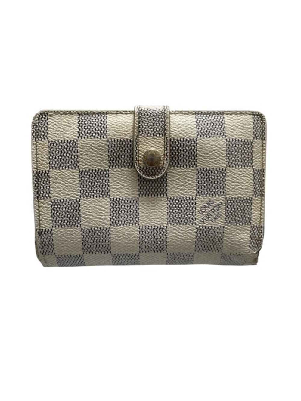 AUTHENTIC Louis Vuitton French Purse Kisslock Damier Azur Bifold Wallet